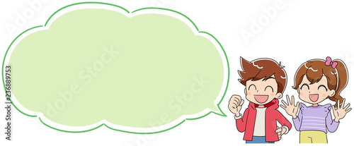 男の子と女の子 ふきだし （アニメ・ゲーム風テイスト）