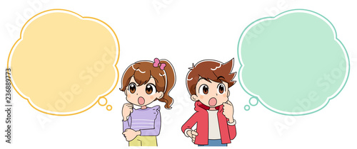 男の子と女の子 ふきだし （アニメ・ゲーム風テイスト）