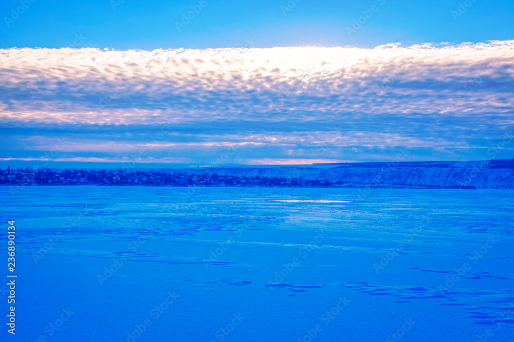 Fototapeta premium blue winter landscape
