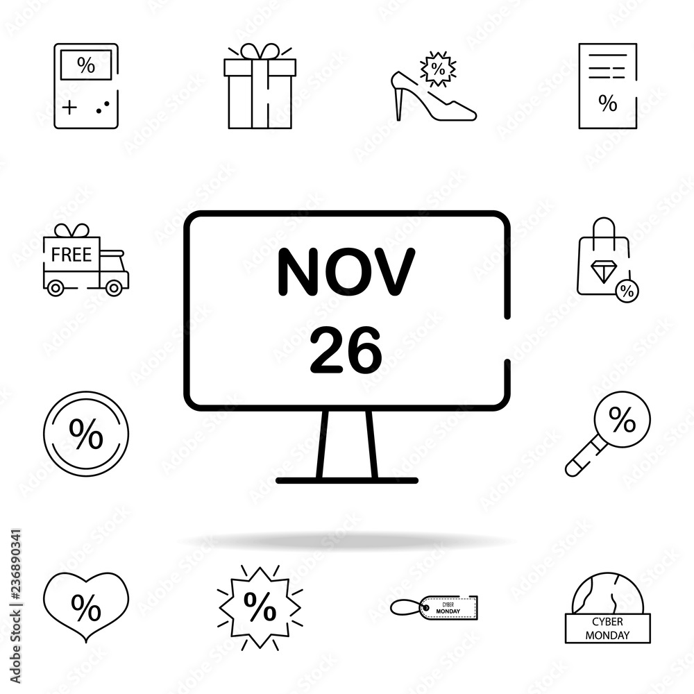 cyber Monday in pc icon. cyber monday icons universal set for web and mobile