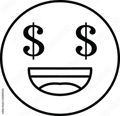Funny cute emoticon outline