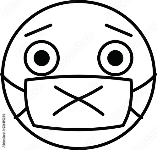 Funny cute emoticon outline