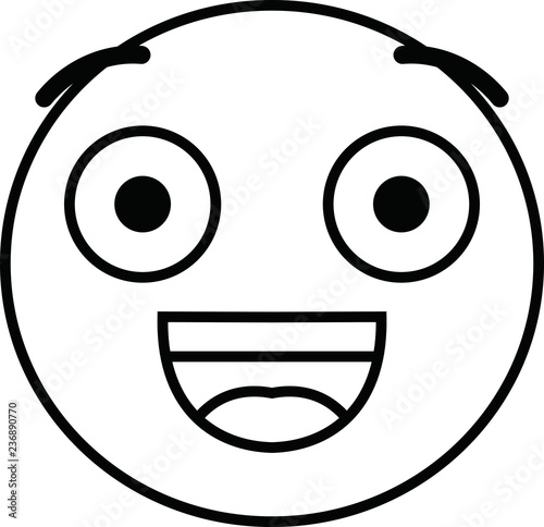 Funny cute emoticon outline
