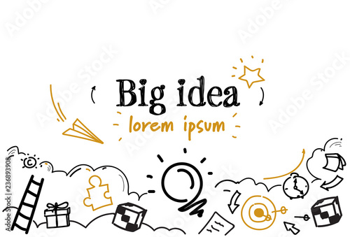 creative project new startup big idea concept sketch doodle horizontal isolated copy space