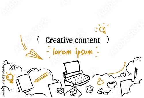 creative content marketing concept sketch doodle horizontal isolated copy space vector illustration