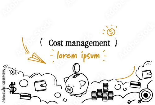 financial analysis cost management concept sketch doodle horizontal isolated copy space vector illustration