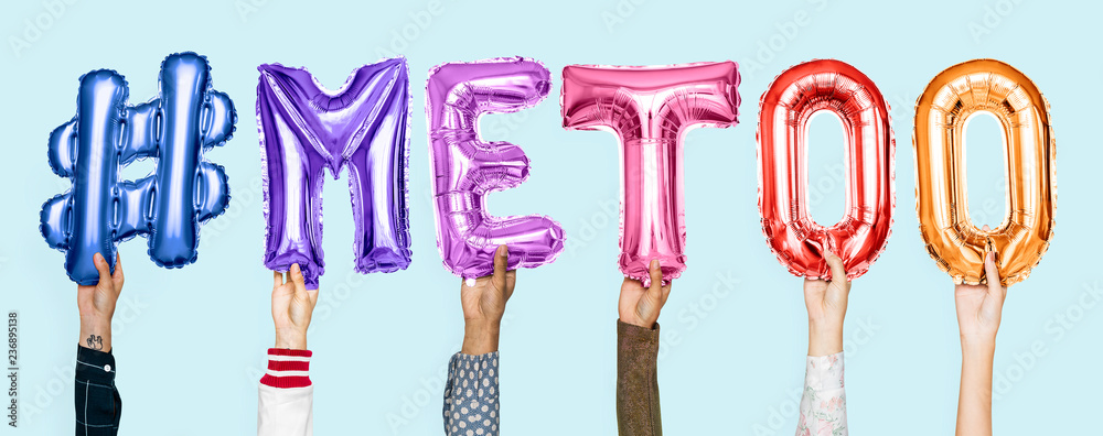 Colorful alphabet balloons forming the word #metoo