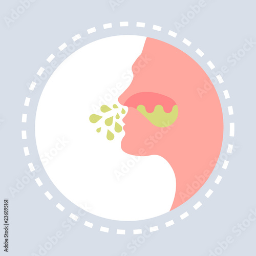itchy laid nose sinusitis concept human head profile icon healthcare medical service logo medicine and health symbol flat