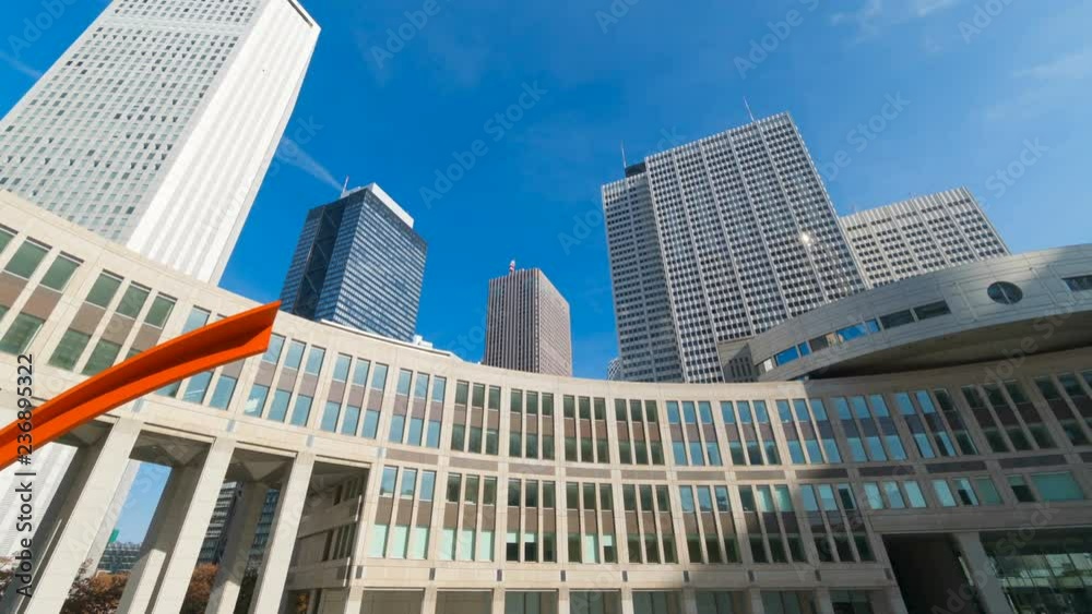 東京・高層ビル街・モーションタイムラプス・回転撮影