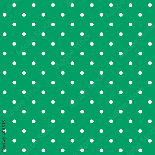Green and white seamless polka dot pattern vector