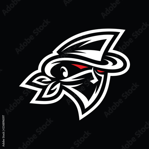 Bandit gangster illustration mascot logo, bandit gangster villain vector icon