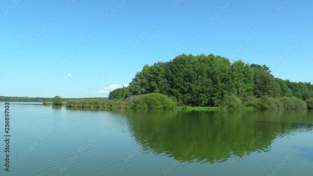 The largest pond Rozmberk in Czech Republic, protected Landscape Area of Trebonsko, UNESCO Biosphere Reserve, Wetland of International Importance, lake agricultural pond for breeding carp fish The largest pond Rozmberk in Czech Republic, protected Landscape Area of Trebonsko, UNESCO Biosphere Reserve, Wetland of International Importance, lake agricultural pond for breeding carp fish