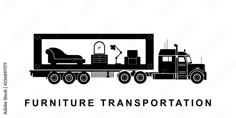 Detailed furniture transporting truck illustration