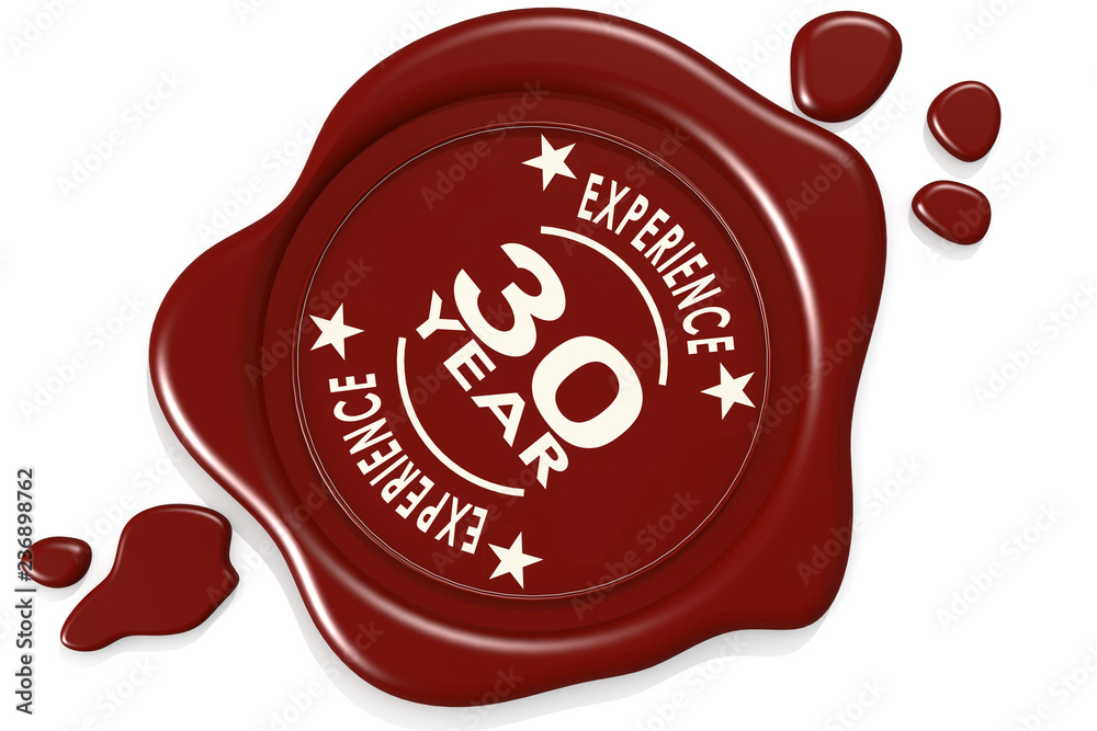 Label seal of 30 Year experience Label seal of 30 Year experience