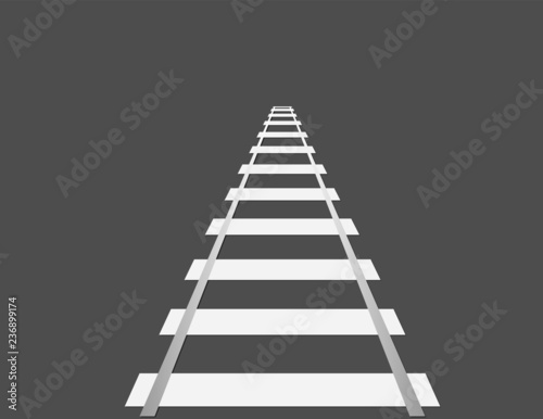 A white color railroad for traveling long distance and reaching destination on black background vector illustration