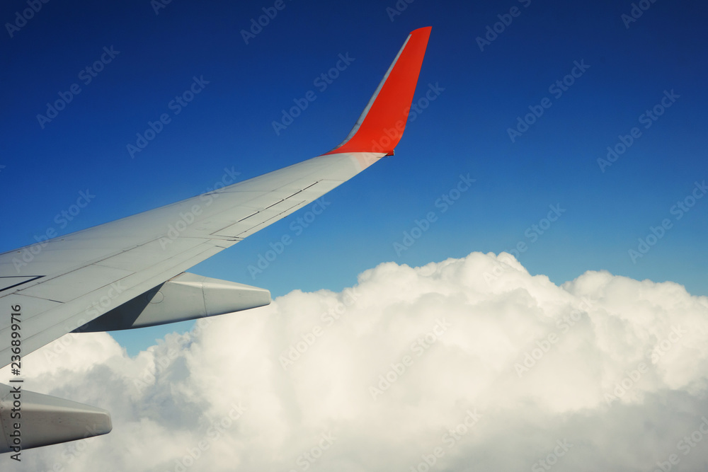 Airplane wing during the flight above the earth. Airplane wing during the flight above the earth.