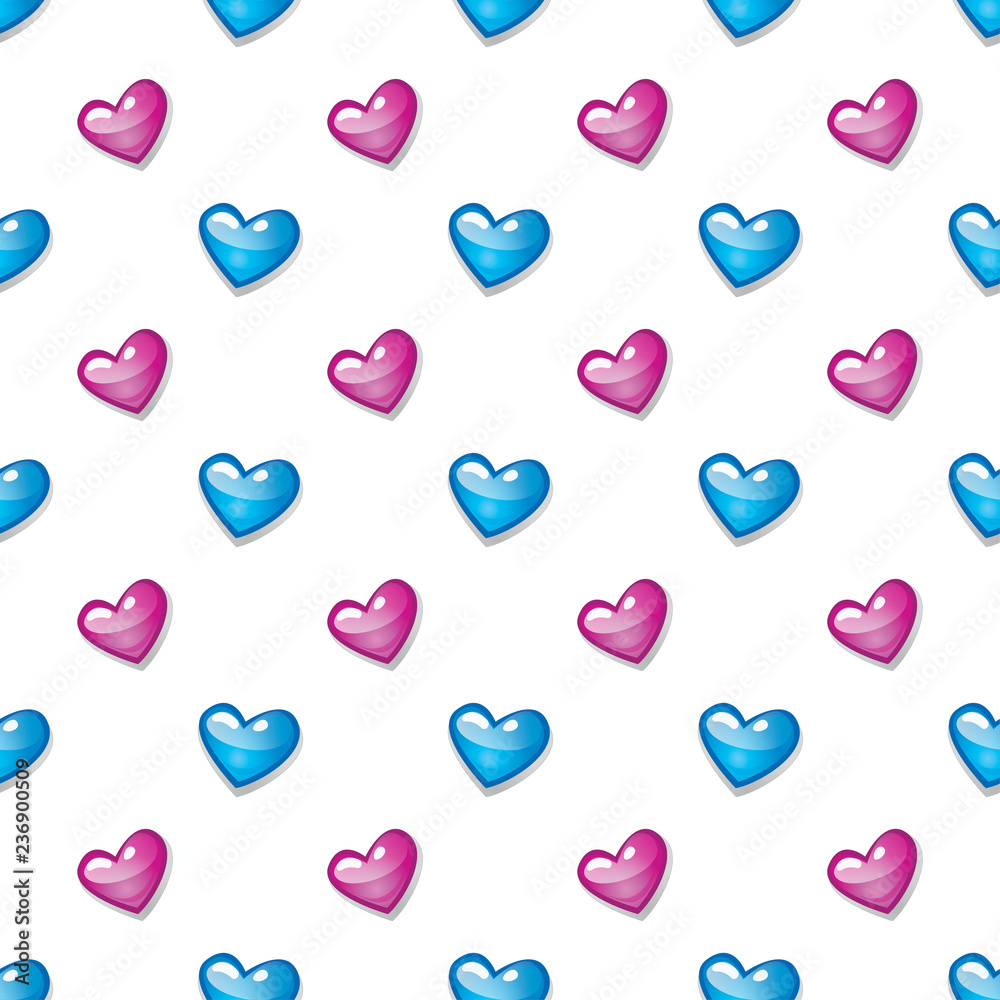 Vintage seamless heart pattern. Cute simple style hearts on a white background. Romantic vector illustration.