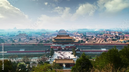 Hyperlapse. Beijing Landmark,The Forbidden City with Clouds,China. photo