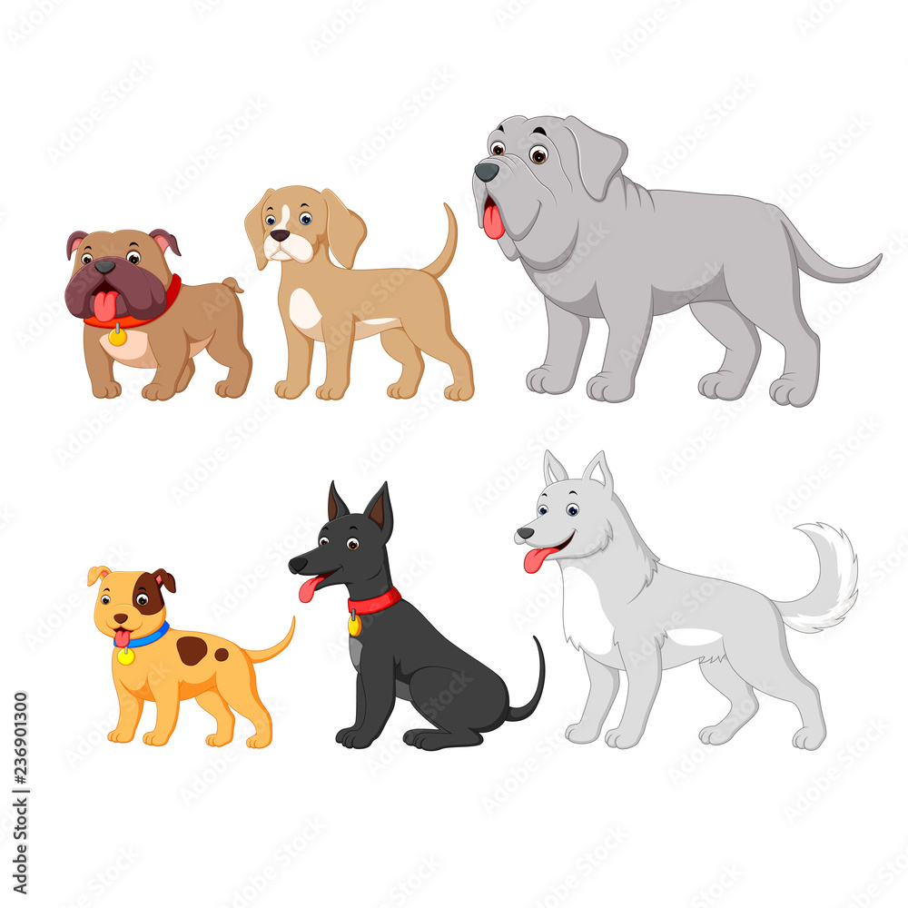 set collection with cute cartoon dog