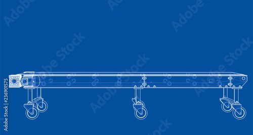 3D outline conveyor belt. Vector rendering of 3d