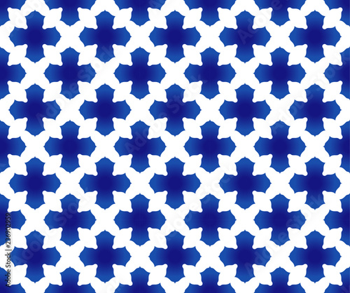ceramic Thai pattern, cute flower blue and white background, porcelain seamless modern backdrop, Chinaware design, pottery decor vector illustration