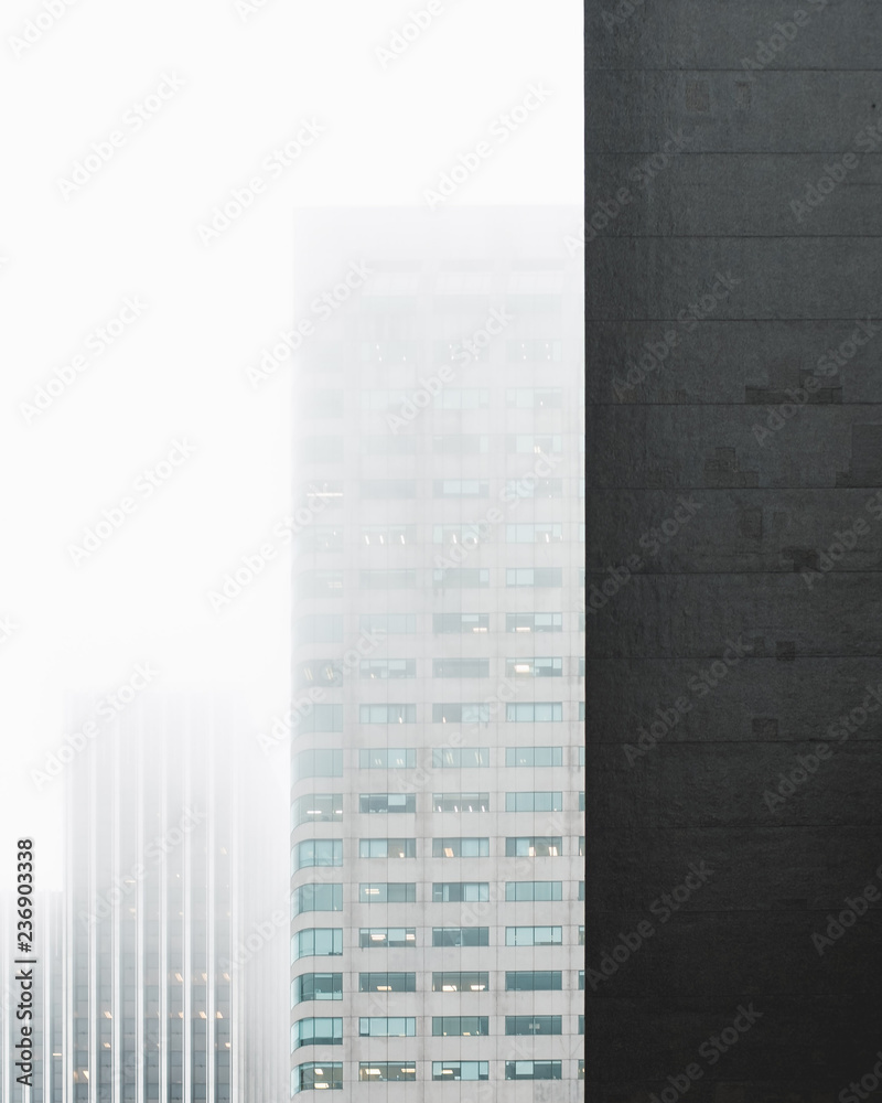 Layered towers in fog Layered towers in fog