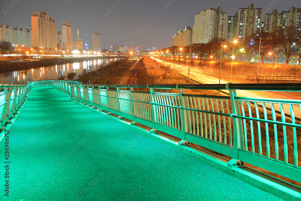 a beautifully lit bridge