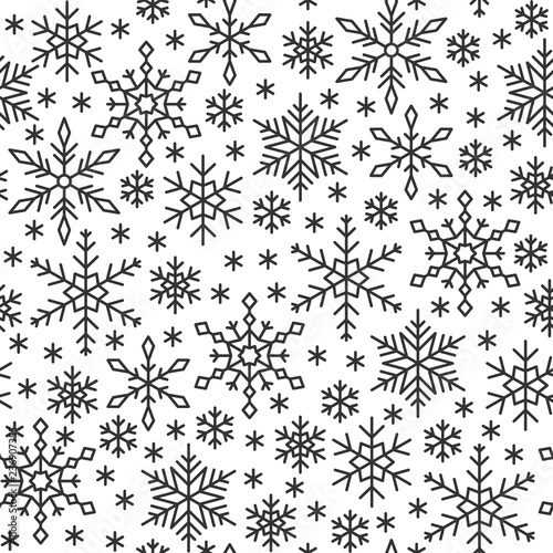 Snow flake line seamless pattern winter background