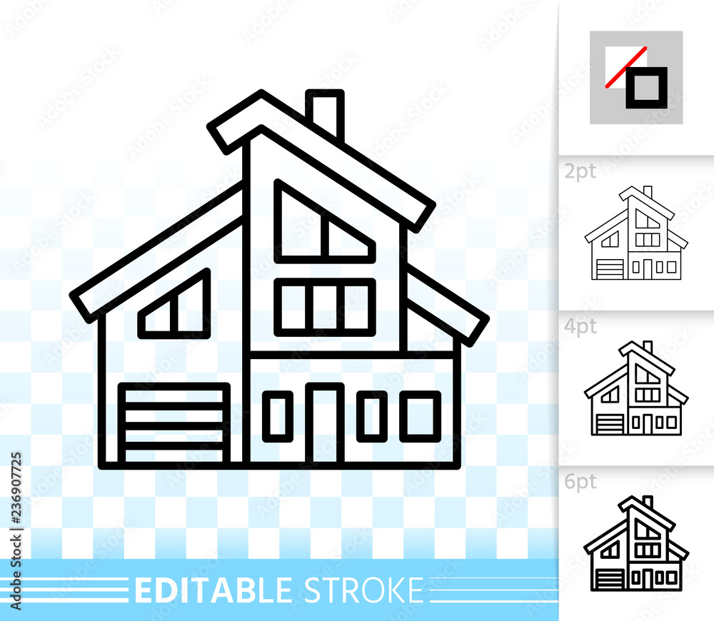House simple black line home exterior vector icon