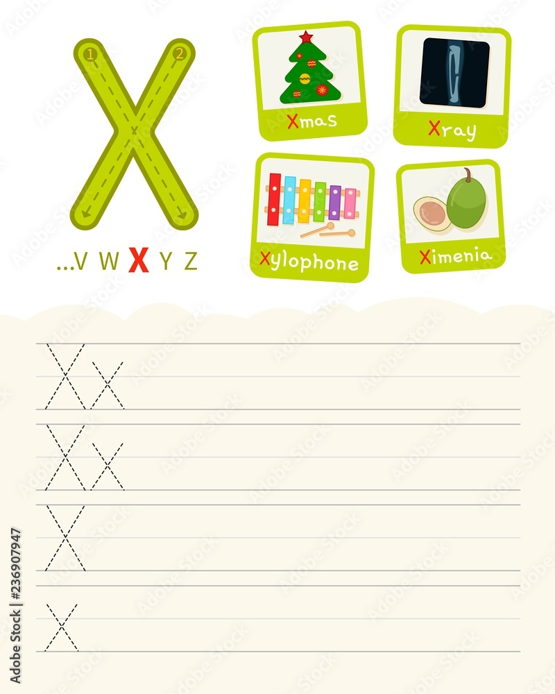 Handwriting practice sheet. Basic writing. Educational game for