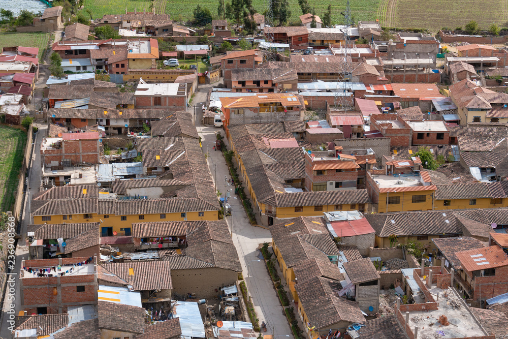 Aerial view of houese in Ollantaytambo of Peru