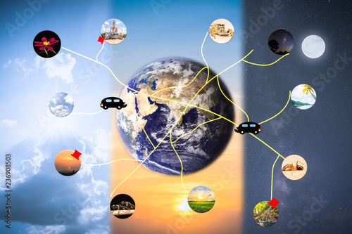 Fototapeta Naklejka Na Ścianę i Meble -  World Travel Background Elements of this image furnished by NASA