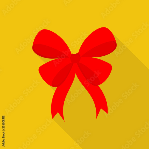 bow icon in flat style with long shadow, isolated vector illustration on yellow transparent background.