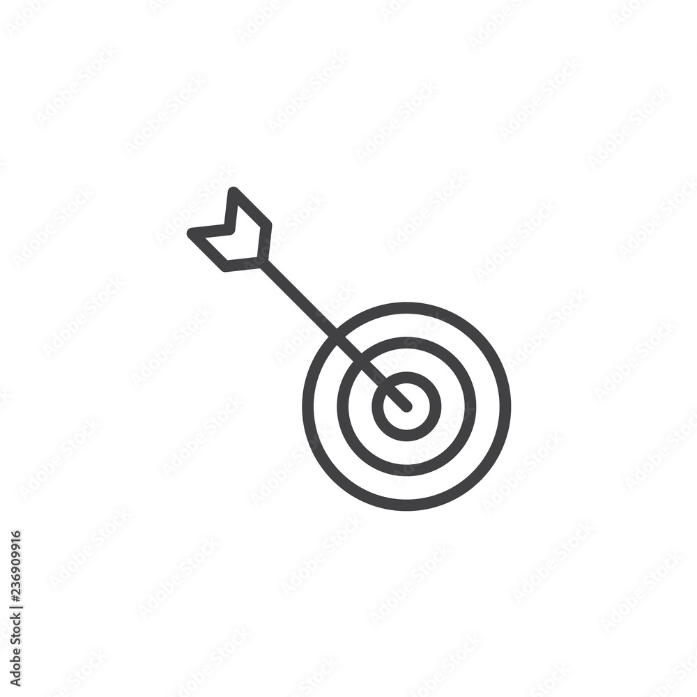 Target arrow outline icon. linear style sign for mobile concept and web design. Goal achievement simple line vector icon. Symbol, logo illustration. Pixel perfect vector graphics Target arrow outline icon. linear style sign for mobile concept and web design. Goal achievement simple line vector icon. Symbol, logo illustration. Pixel perfect vector graphics