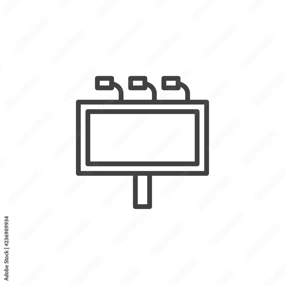 Blank billboard outline icon. linear style sign for mobile concept and web design. Empty banner simple line vector icon. Symbol, logo illustration. Pixel perfect vector graphics