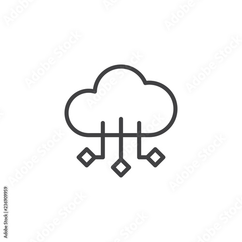 Cloud computing outline icon. linear style sign for mobile concept and web design. Cloud storage simple line vector icon. Symbol, logo illustration. Pixel perfect vector graphics