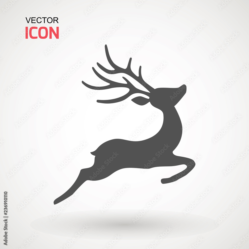 Deer running silhouette , Reinder icon design for Xmas cards, banners and flyers, vector illustration isolated on white background. Logo template. Elk logotype. Hunting. Deer running silhouette , Reinder icon design for Xmas cards, banners and flyers, vector illustration isolated on white background. Logo template. Elk logotype. Hunting.