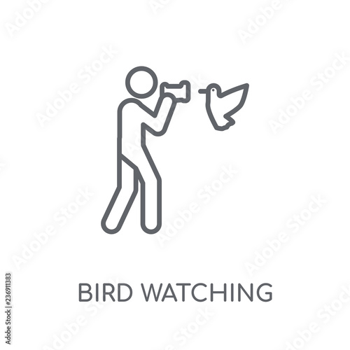 Bird watching linear icon. Modern outline Bird watching logo concept on white background from Activity and Hobbies collection
