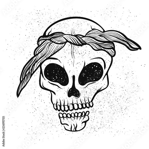 Urban Street hip hop gangsta rapper, skull in bandana