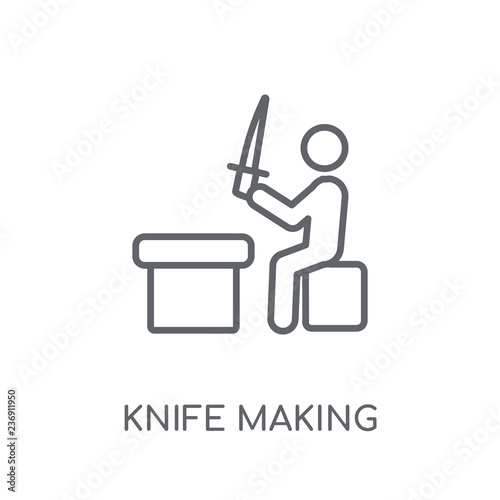 Knife making linear icon. Modern outline Knife making logo concept on white background from Activity and Hobbies collection