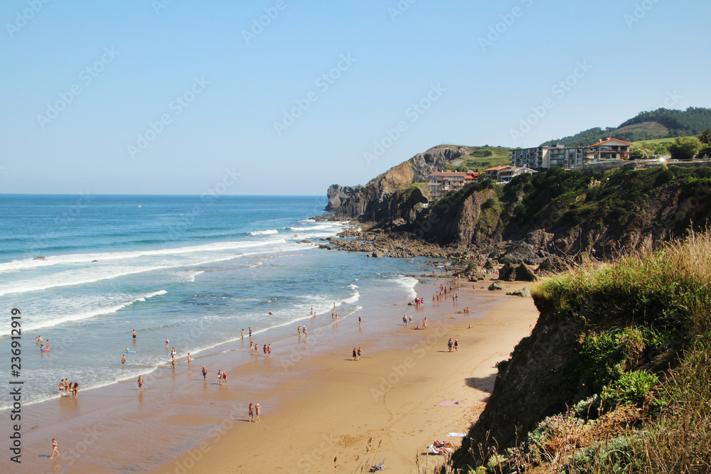 Coastline in Bakio town, Basque country, Spain