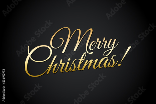 Merry Christmas Gold Lettering Illustration on Black Background