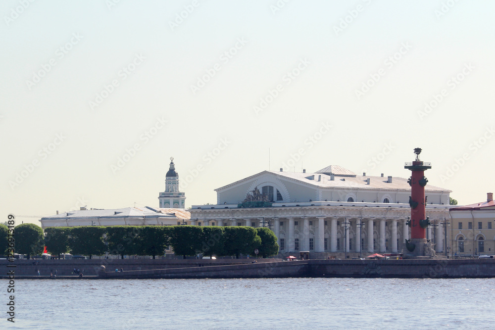The Old Saint Petersburg Stock Exchange and Rostral Columns, Russia The Old Saint Petersburg Stock Exchange and Rostral Columns, Russia