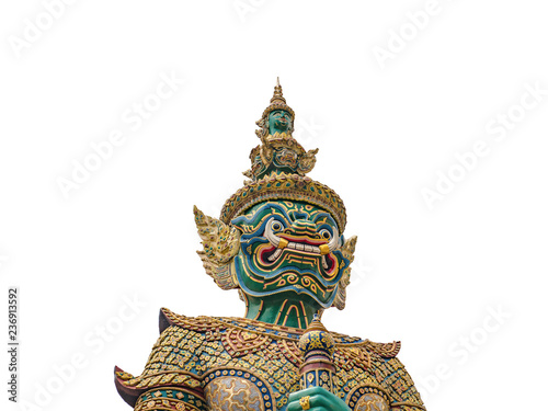 Giant The front of gate with Cloud sky in Wat phrakaew Temple Bangkok city thialand