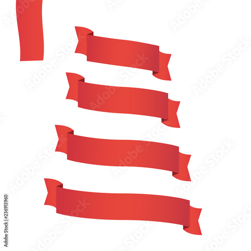 Red web ribbon banners set. Vector illustration for design