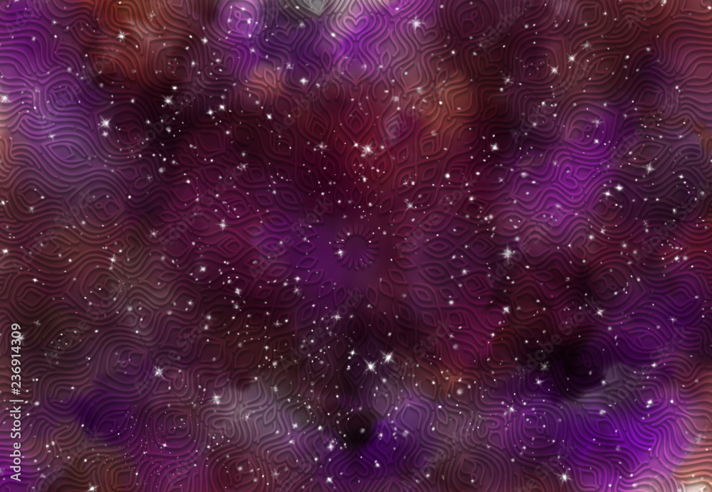 Abstract ancient geometric with star field and colorful galaxy background, watercolor digital art painting and mandala graphic design Abstract ancient geometric with star field and colorful galaxy background, watercolor digital art painting and mandala graphic design
