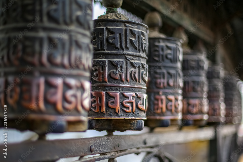 Tibetan Prayer Wheels at Swayambhunath Stupa Tibetan Prayer Wheels at Swayambhunath Stupa