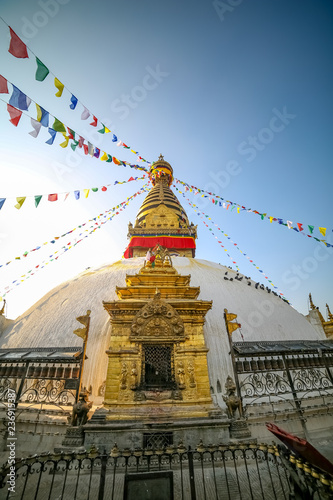 Swayambahunath Stupa in Kathmandu, Nepal. A UNESCO World Heritage Site.