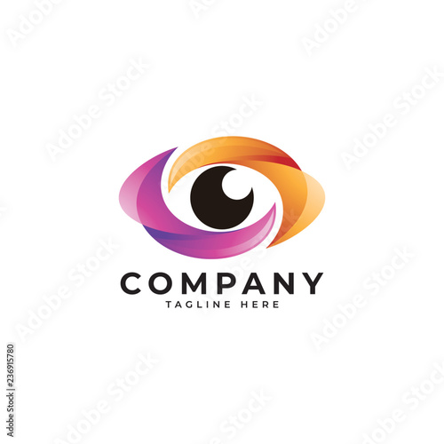 Abstract modern eye logo, gradient color, eye vision vector icon