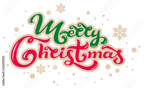 Merry Christmas. Lettering text for greeting card